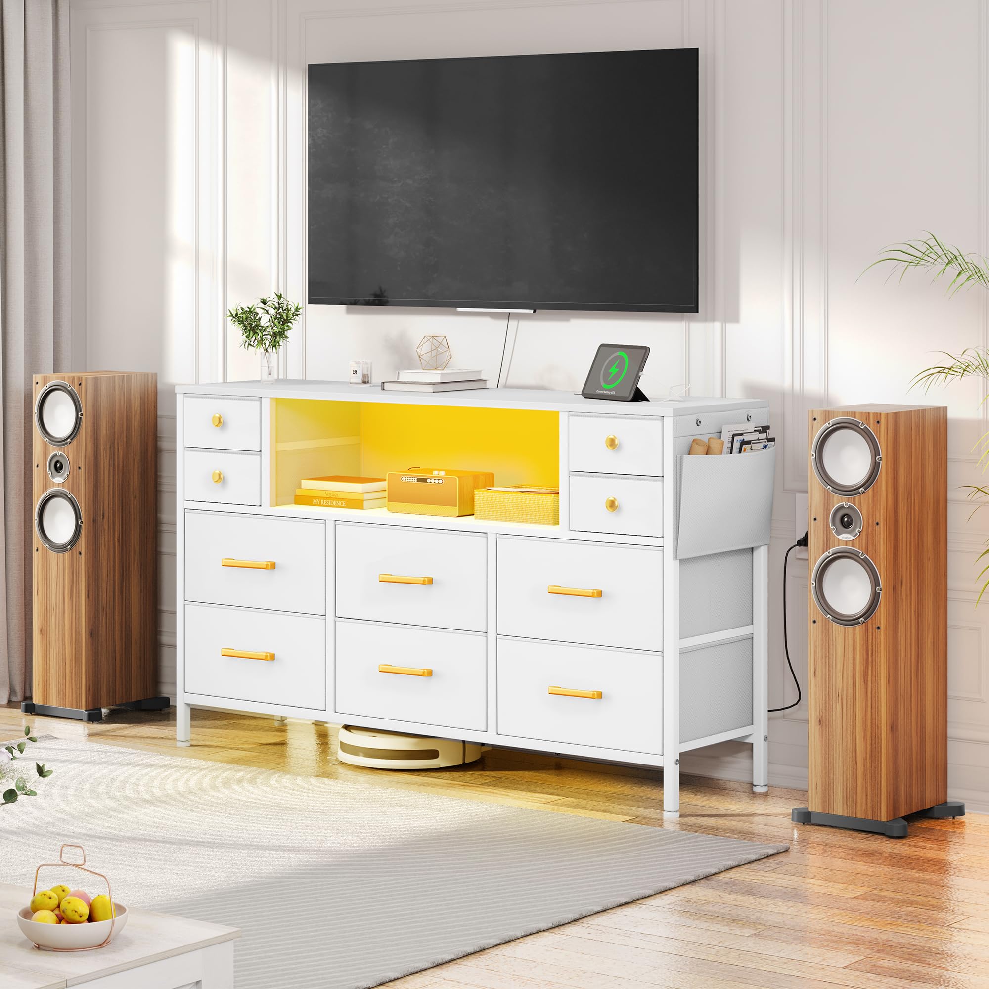TV Stand with Charging Station, Dresser