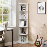 5-Tier Corner Shelf, 70.8" Tall Modern Free Standing Corner Bookshelf, 5 Shelf Display Corner Bookcase and Bookshelves,Wooden Open Storage Book Shelves for Living Room, Home Office, White
