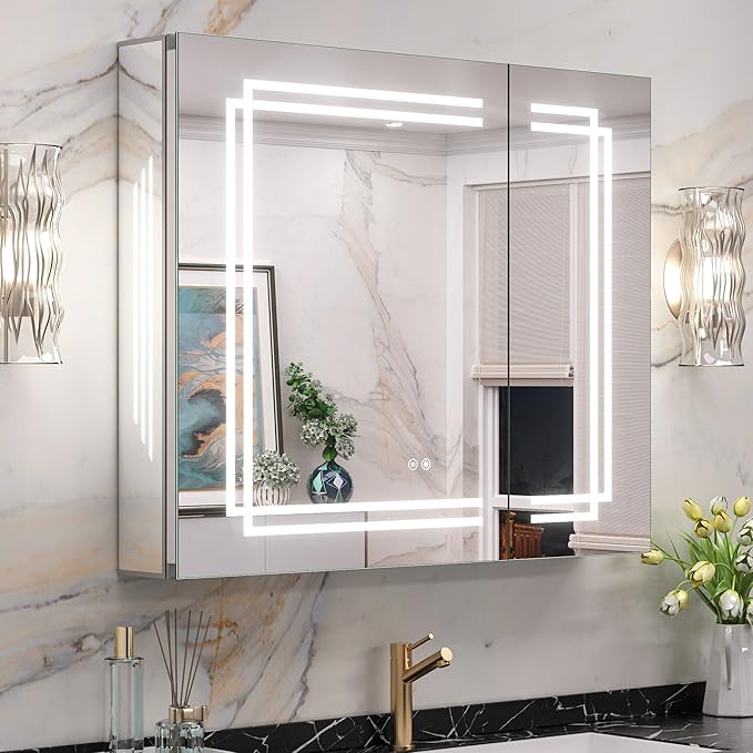 Lighted Medicine Cabinet with LED Vanity Mirror for Bathroom