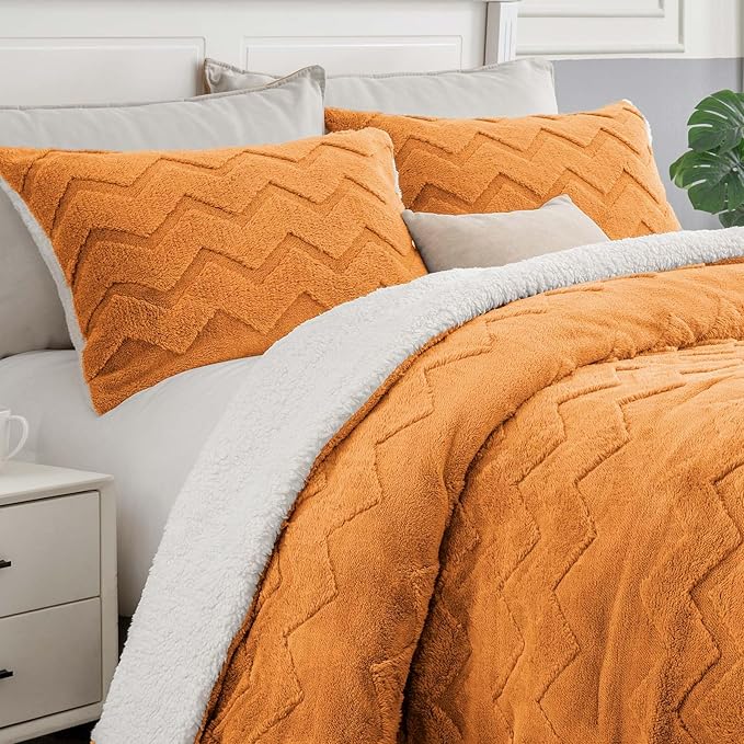 Fluffy Queen Comforter Set - Super Soft Sherpa Grey Comforter for Queen Size Bed