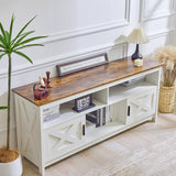 Farmhouse TV Console, Entertainment Center with Power Outlets for TVs up to 65 Inch,