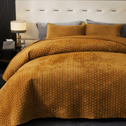 Velvet Quilt King Size, Oversized Bedspread Quilted Bedding Set, Luxurious Soft Coverlet
