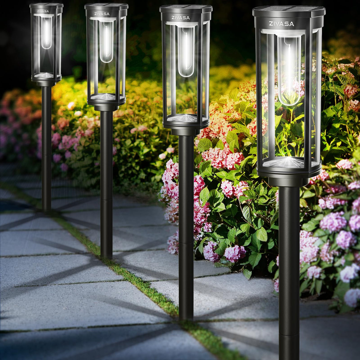 Solar Pathway Lights Outdoor 8Pack, 12H Lasting Solar Powered Path Lights for Outside,