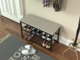 Shoe Rack Storage Bench - Bamboo Shoe Shelf with Cushioned Seat and Organizer Compartment