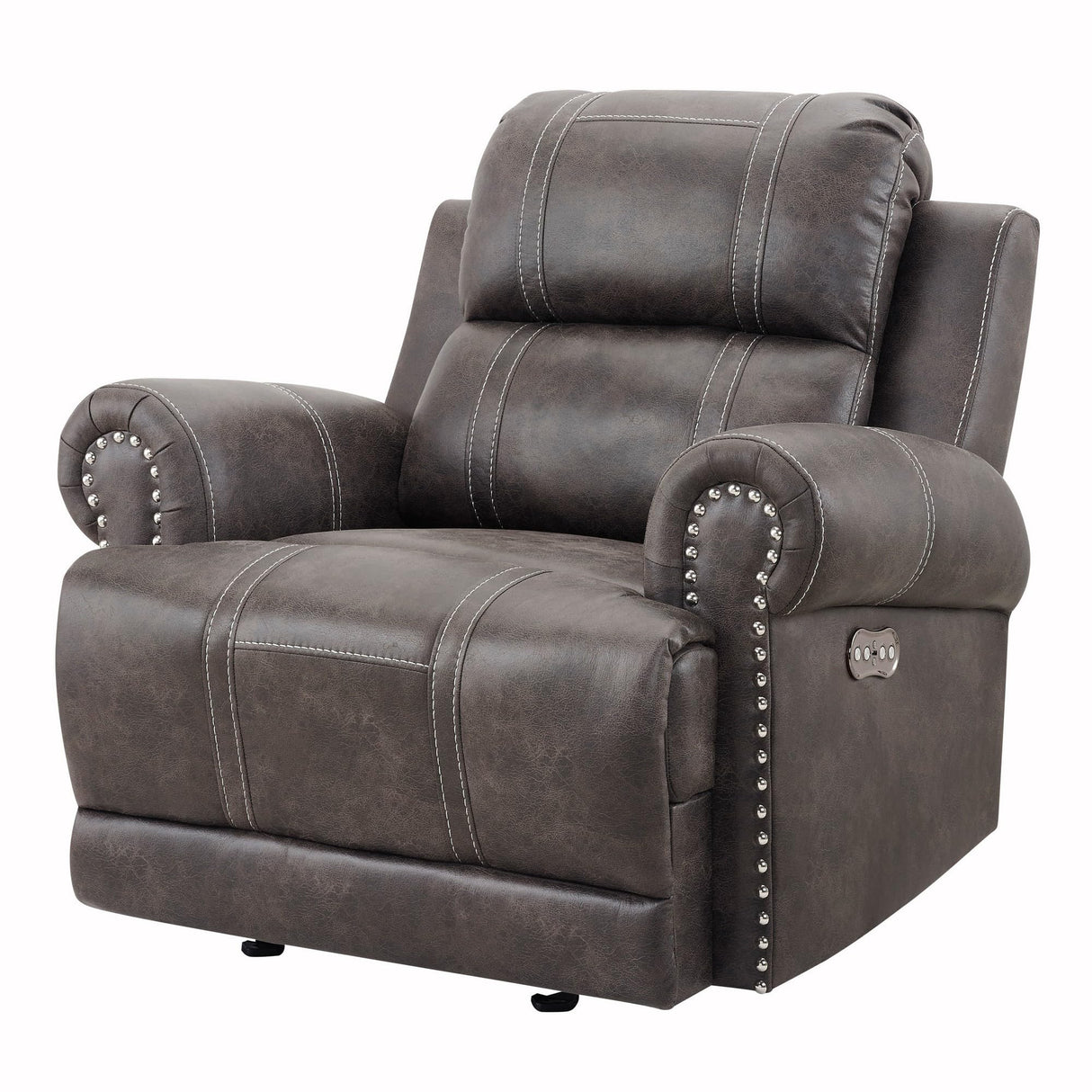 BM311486 41 in. WillowManual Faux Leather Upholstery Recliner Chair Walnut Brown