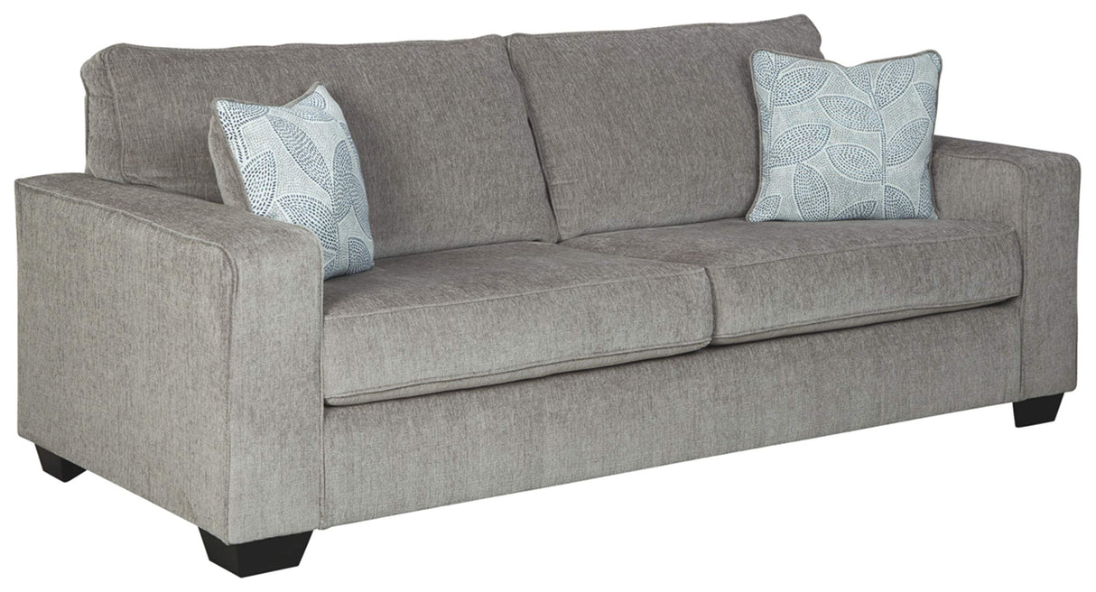 Altari Modern Queen Sofa Sleeper with 2 Accent Pillows, Light Gray