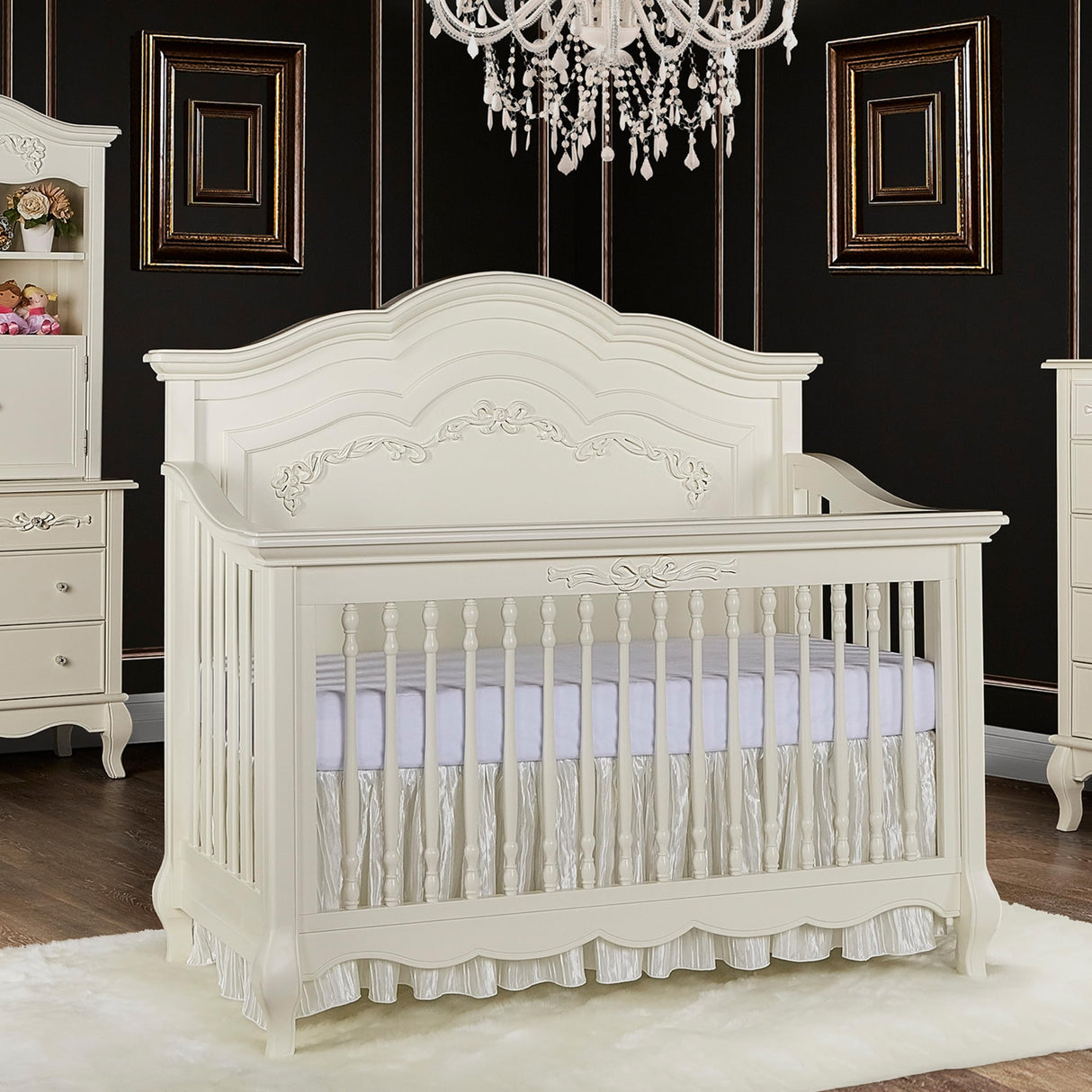 Aurora 5-In-1 Convertible Crib In Ivory Lace, Greenguard Gold Certified