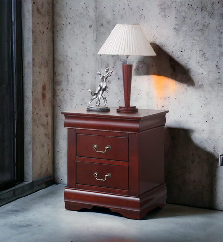 Nightstand with 2 Drawers Traditional Rectangular Side Table, Bedside Table with Metal