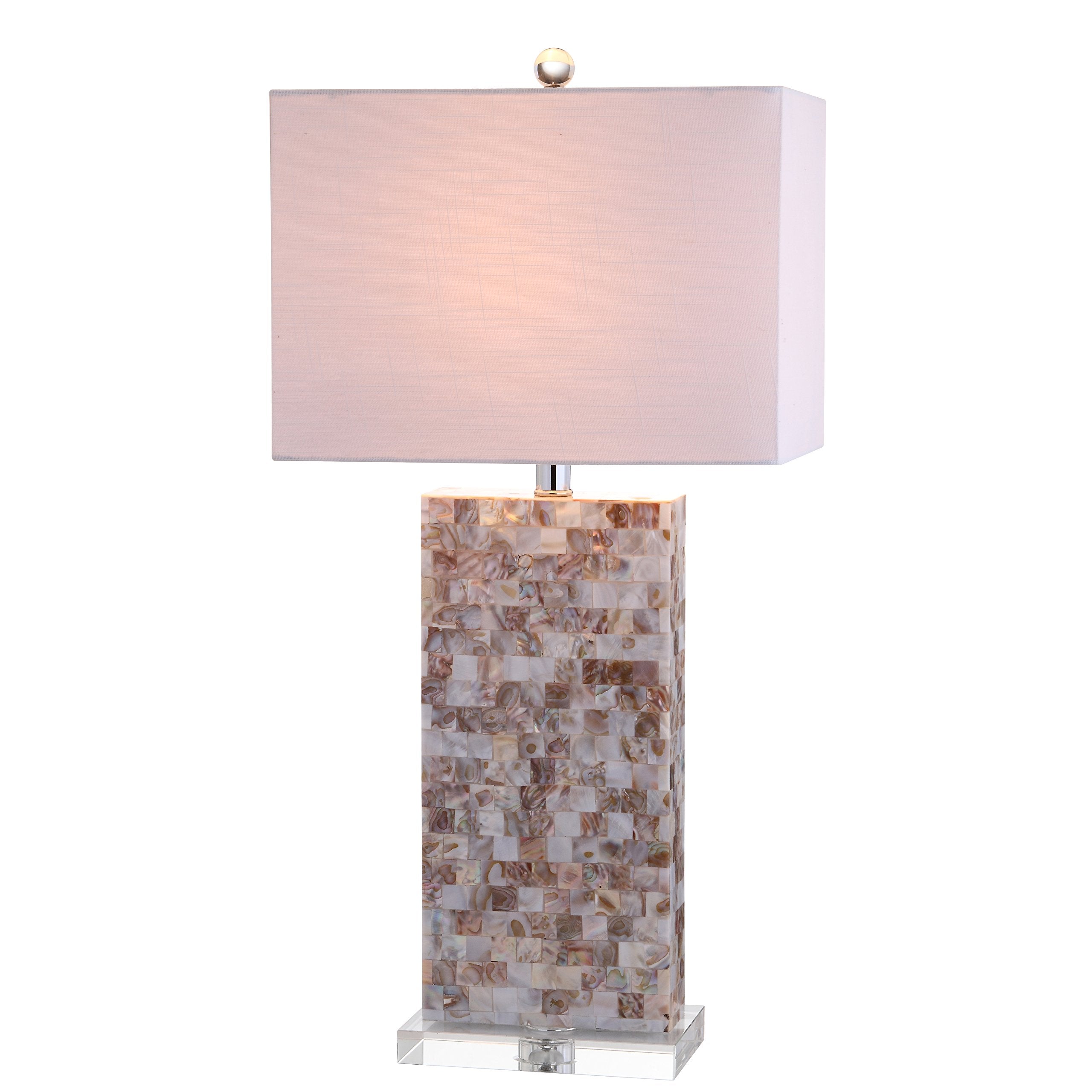 Seashell and Crystal LED Table Lamp Coastal Contemporary Bedside Desk