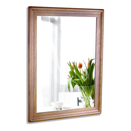 Wood Mirror 24 x 36 inch, Solid Wood Framed Rectangle Bathroom Mirrors for Living Room,Bedroom,Office or Entryway (Brown, 24x36in)