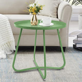 Outdoor Side Table, Small Round Patio Table Weather Resistant Steel, Small Accent End Table