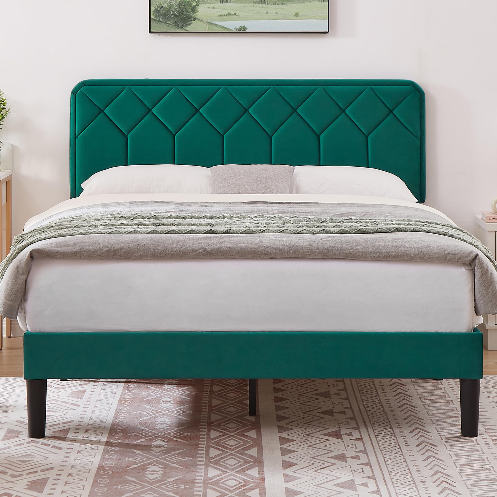 Queen Size Bed Frame Premium Upholstered Platform