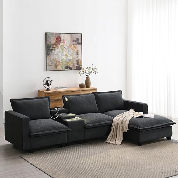 Modern Sectional Comfy Cloud Sofa,4 Seat Chenille Modular Couch