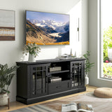 Farmhouse TV Stand for TVs up to 70 Inch, Tall TV Console w/2 Glass Doors