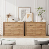 6 Drawer Double Dresser, 47.2" Wide Chest of 6 Drawers, Wooden Farmhouse Dressers for TV Stand