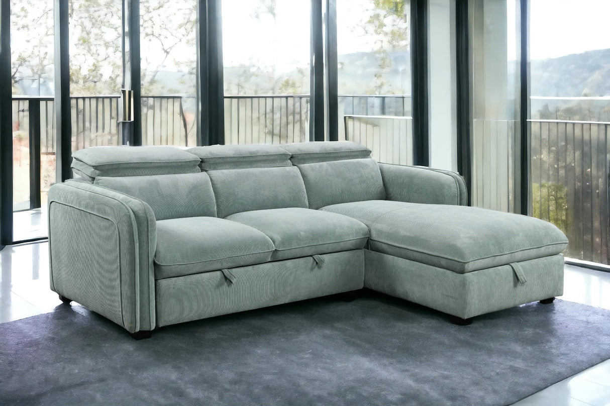 Zavala Chenille Adjustable Headrest Sectional Sofa in Light Green