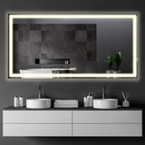 B&C 72"x36" Lighted Bathroom Mirror Wall Mounted|High Lumen LED Lights with CRI>95| Plug/Wall Switch Ready|Vertical or Horizontal|Defogger and Dimmer with Memory|Touch Switch|Non-Copper Silver Backed