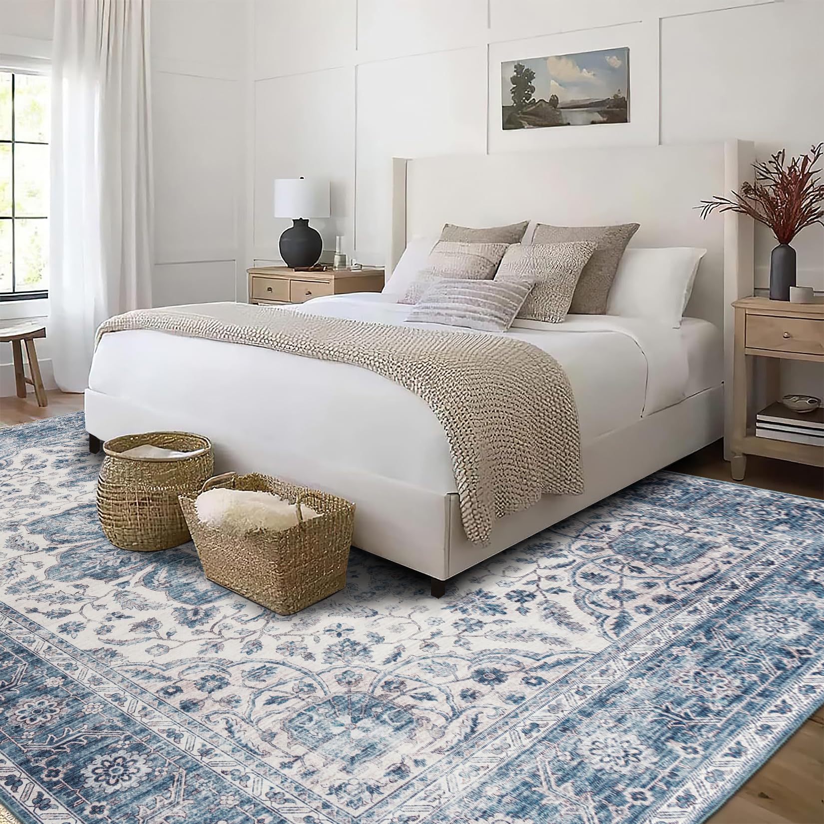 Machine Washable Area Rug Runner - Living Room Bedroom Bathroom Kitchen Entryway Office