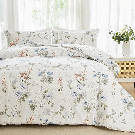 King Size Comforter Set 100% Cotton Floral Bedding Comforter Sets with Light