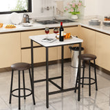 3 Pieces Bar 2 Stools, Modern Pub Table and Chairs, Kitchen Counter Height Dining