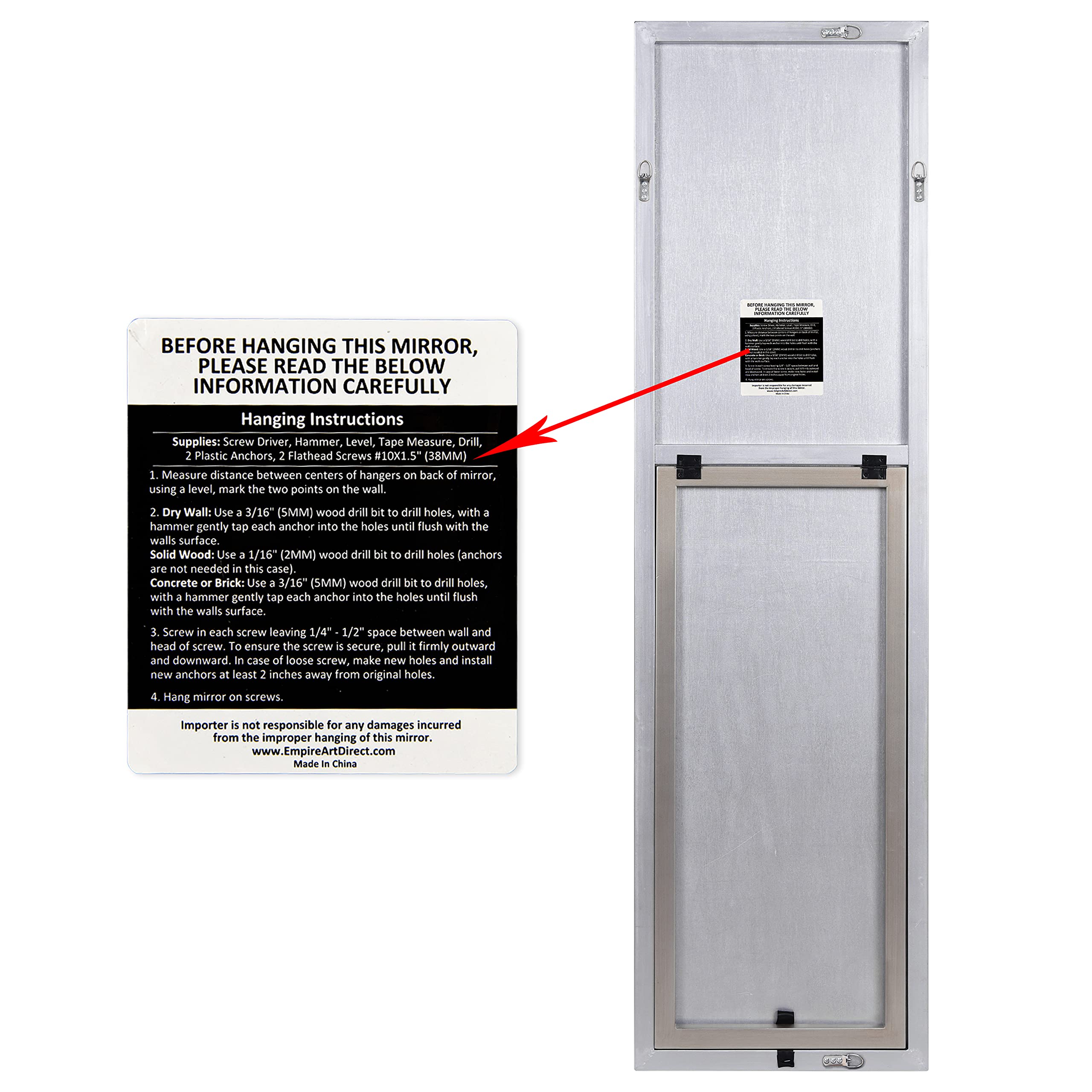 Empire Art Direct Traverse Modern Cheval, Floor Mirror Solid Wood Frame Covered with Beveled Clear MirrorPanel, 64" x 1.3" x 18"