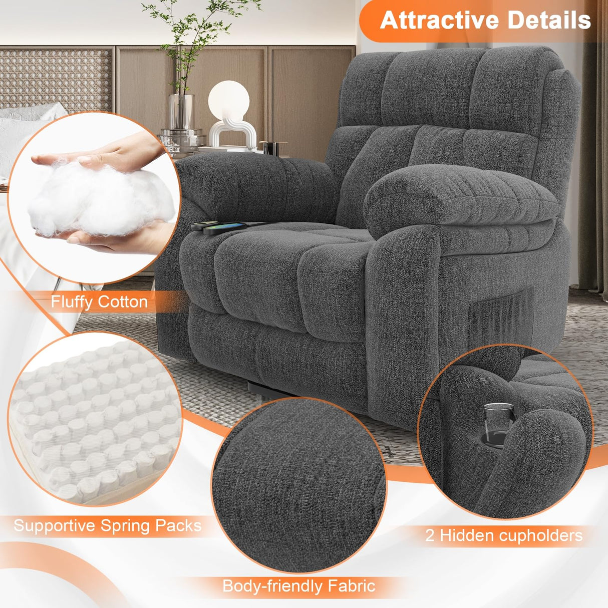 Oversized Lift Chairs Recliner for Elderly with Massage and Heat