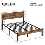 Queen Bed Frame with Headboard, Strong Steel Slat Support, Tool-Free Assembly,