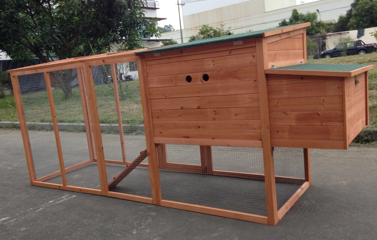 Large 95" Deluxe Solid Wood Hen Chicken Cage House Coop Huge with Run Nesting Box