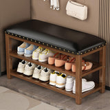 2-Tier Shoe Rack for Entryway, Wooden Shoe Bench with Padded Seat