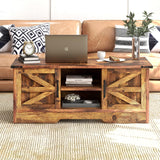 Coffee Table with Barn Doors,Farmhouse Center Table with Storage,Modern Rustic Style