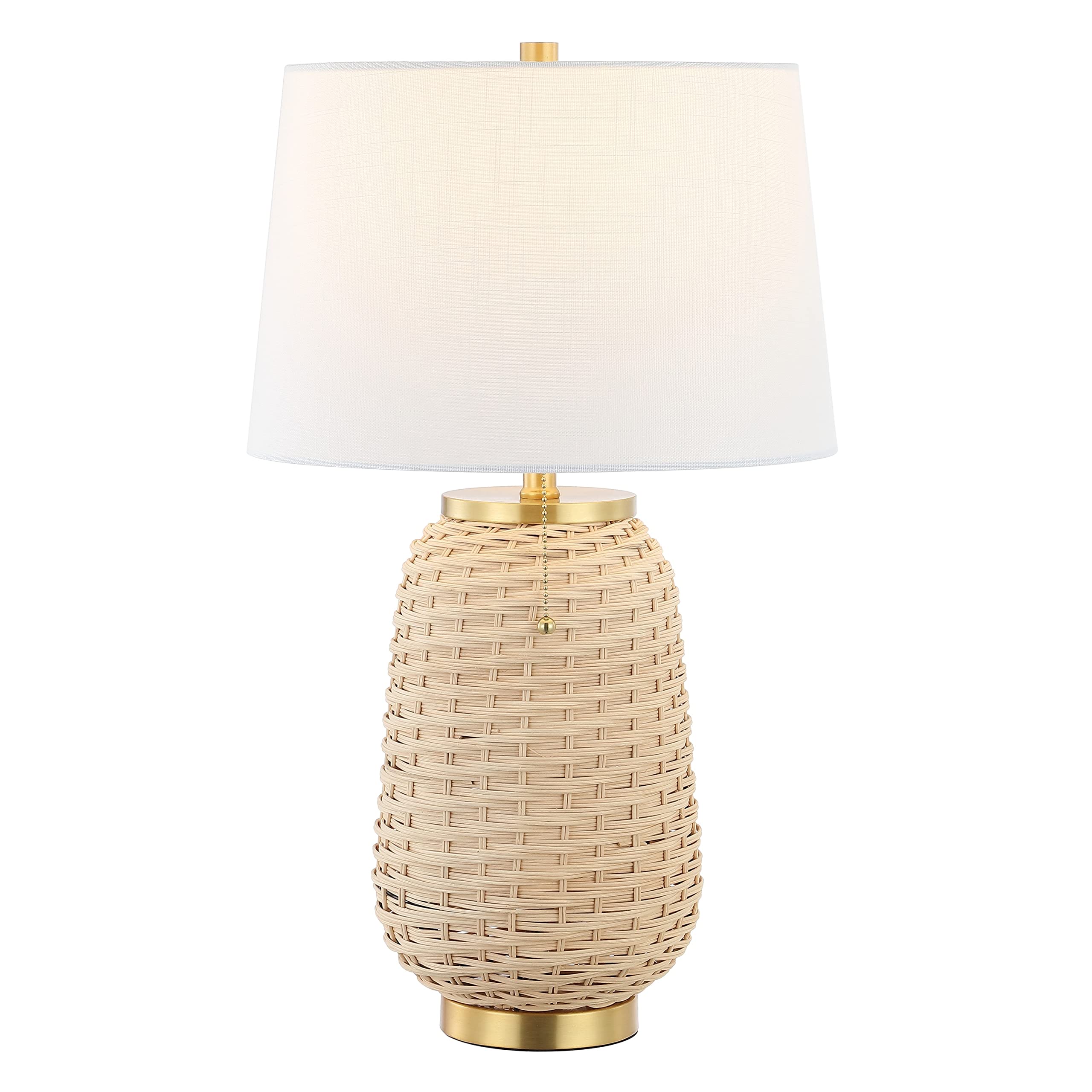 Chakrii 25" Rustic Bohemian Iron/Rattan LED Table Lamp with Pull-Chain Classic Nghtstanid Lamp