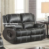 Zuriel Motion Loveseat in Black Synthetic Leather