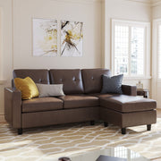 Faux Leather Sectional Sofa, Convertible Sectional Couch L Shaped Couch Sofa