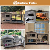 Bunny Cage Indoor and Outdoor Rabbit Hutch with Casters Waterproof Roof