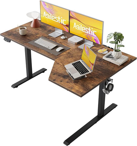 Electric Standing Desk, L-shaped 59 Inches Height Adjustable Desk, Sit and Stand up Desk for Work Office Home