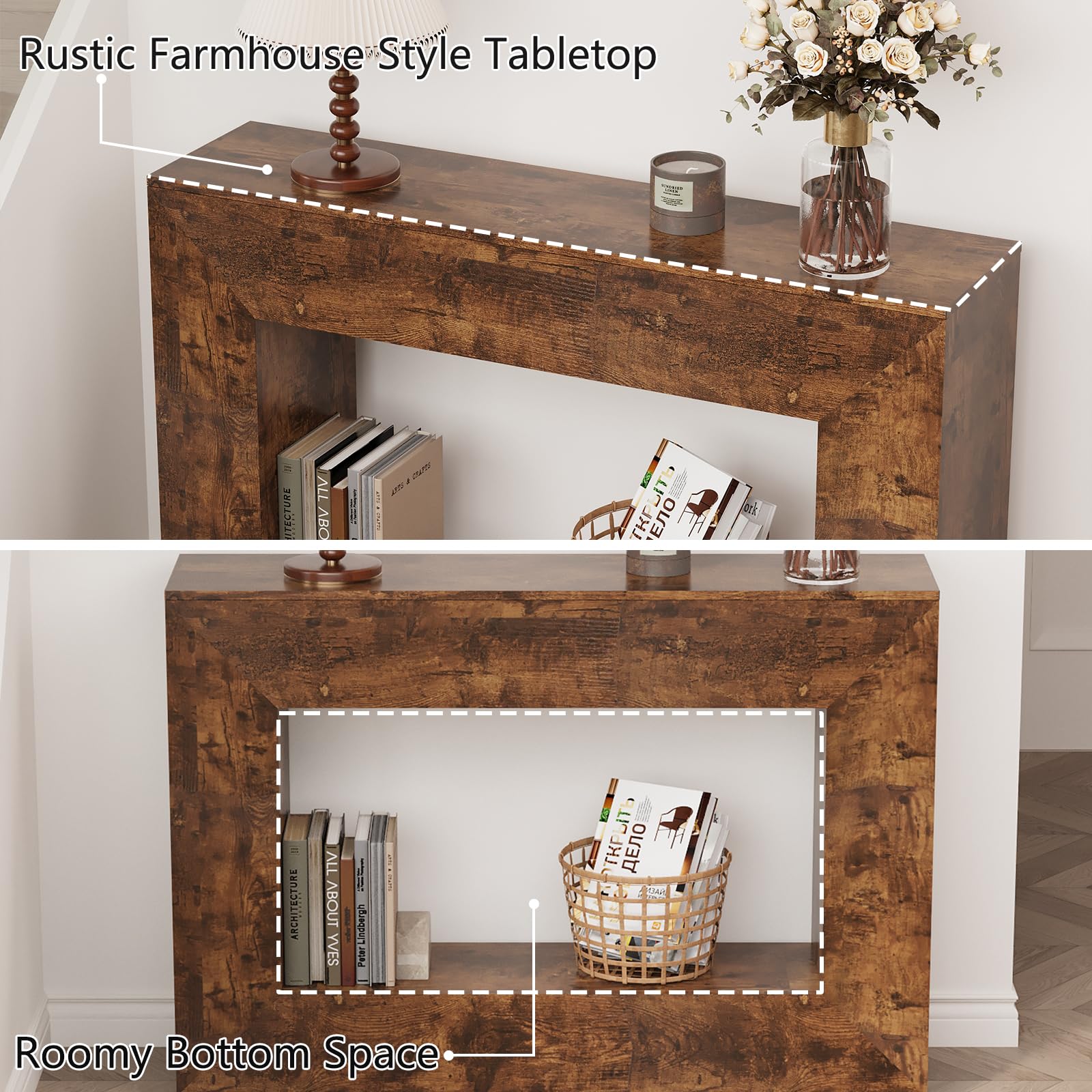 47" Farmhouse Console Table with Storage