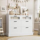 Modern 6 Drawer Dresser for Bedroom, Double Wide Chest of Drawers