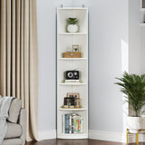 5-Tier Corner Shelf, 70.8" Tall Modern Free Standing Corner Bookshelf, 5 Shelf Display Corner Bookcase and Bookshelves,Wooden Open Storage Book Shelves for Living Room, Home Office, White