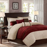 Palmer Comforter Set-Luxury Faux Suede Design, Striped Accent