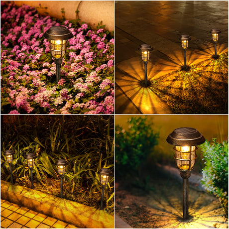 Solar Outdoor Lights, 8 Pack Bright Solar Pathway Lights Outdoor Waterproof, Up to 12