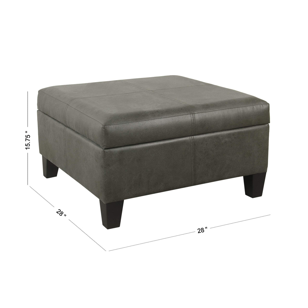 Home Decor |K2380-E903| Luxury Large Faux Leather Square Storage Ottoman