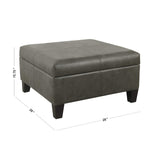 Home Decor |K2380-E903| Luxury Large Faux Leather Square Storage Ottoman