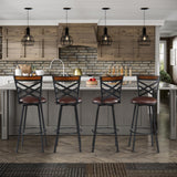 New Brown Swivel Bar Stools Set of 2, Adjustable Seat Height Bar Stools