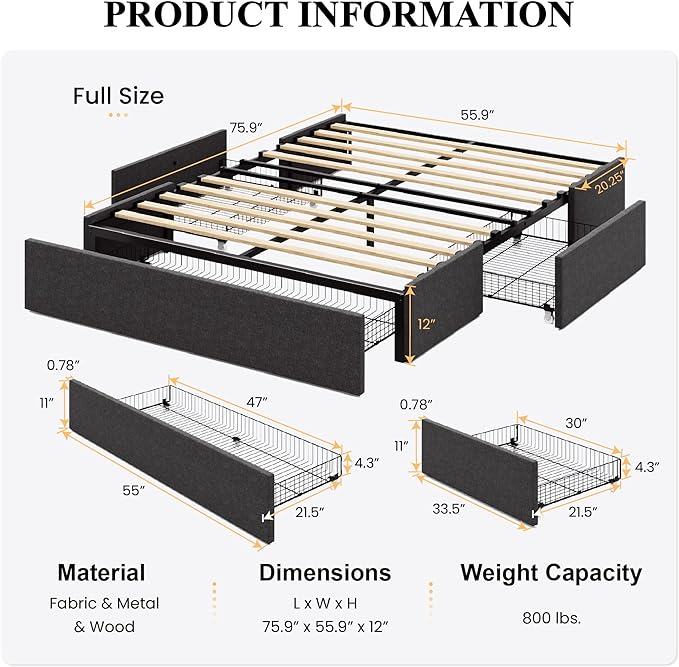 Junior Loft Bed Twin Size, Heavy Duty Twin Bed Frame with Full-Length Guardrail