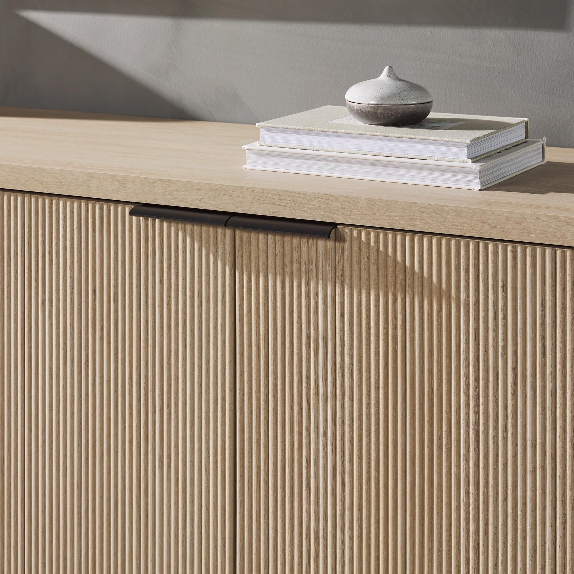 Modern Scandinavian Fluted Door Kitchen Storage Sideboard Buffet Cabinet Console,