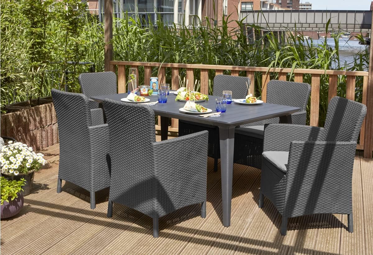 Allibert Lima 160 Garden Table, Graphite, Rectangular