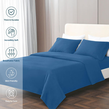 King Size Sheet Set, 4-Piece Brushed Microfiber Sheets for King Size Bed Set,