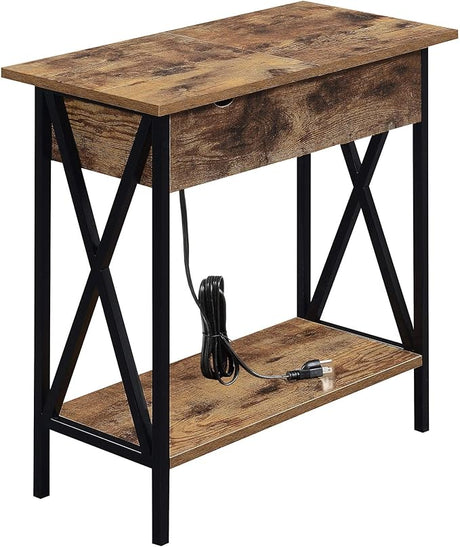 Tucson End Charging Station and Shelf, Flip Top Table,