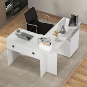 L-Shaped Desk, 59" Corner Computer Desk with File Drawer & Open Shelf