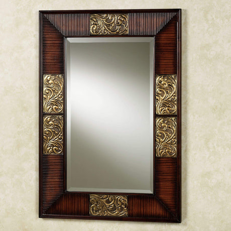 Sarantino Rectangular Beveled Wall Mirror - Natural Cherry - Traditional Style